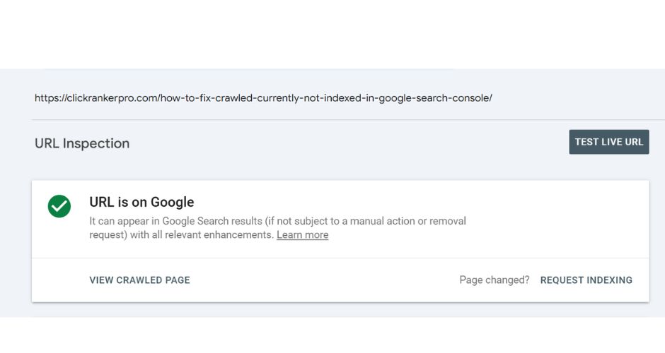 Crawled – Currently Not Indexed